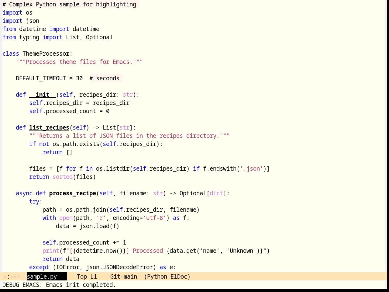 Katester Theme in python-mode
