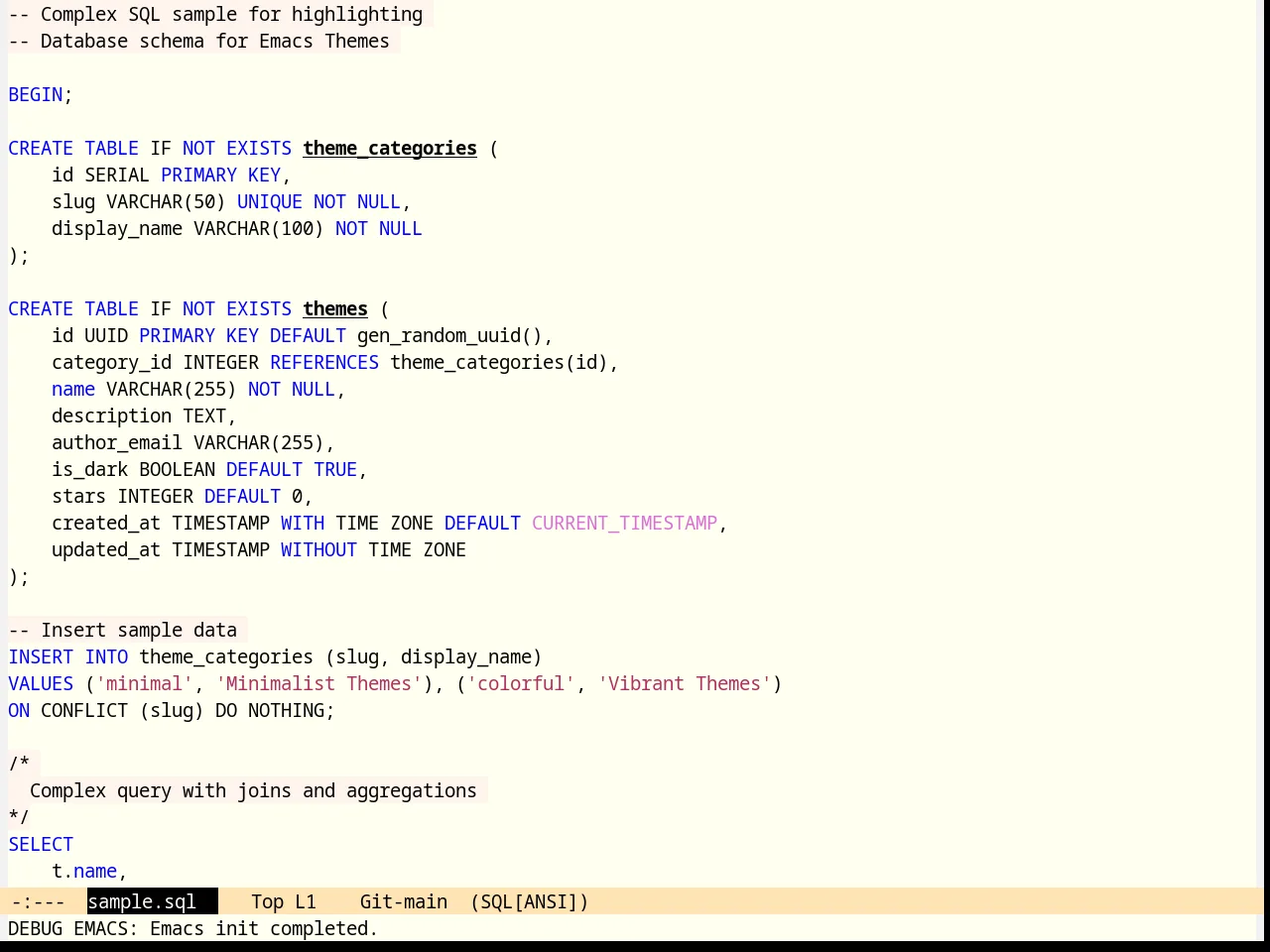 Katester Theme in sql-mode