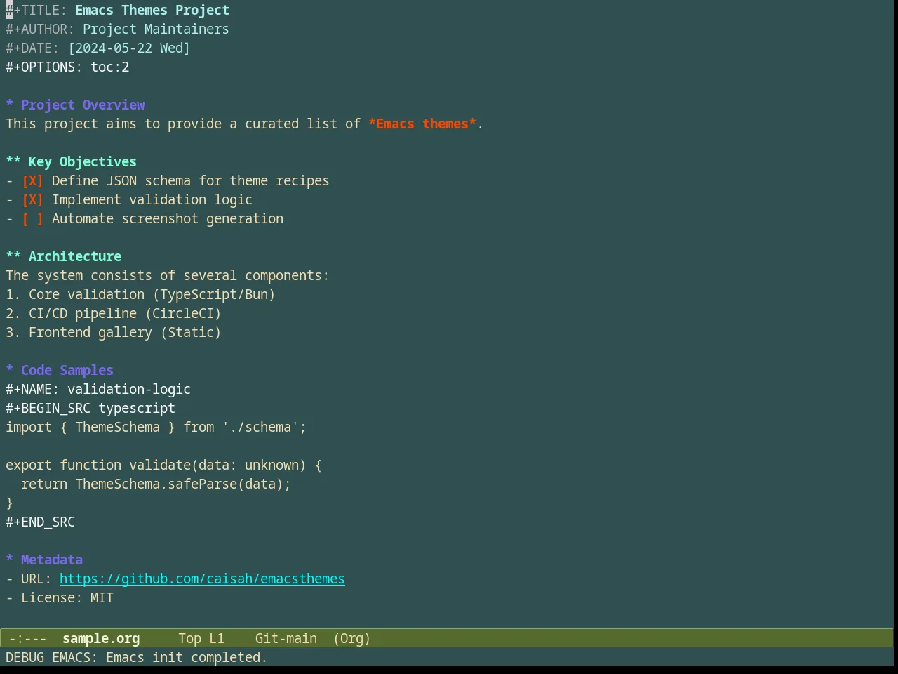 Kingsajz Theme in org-mode
