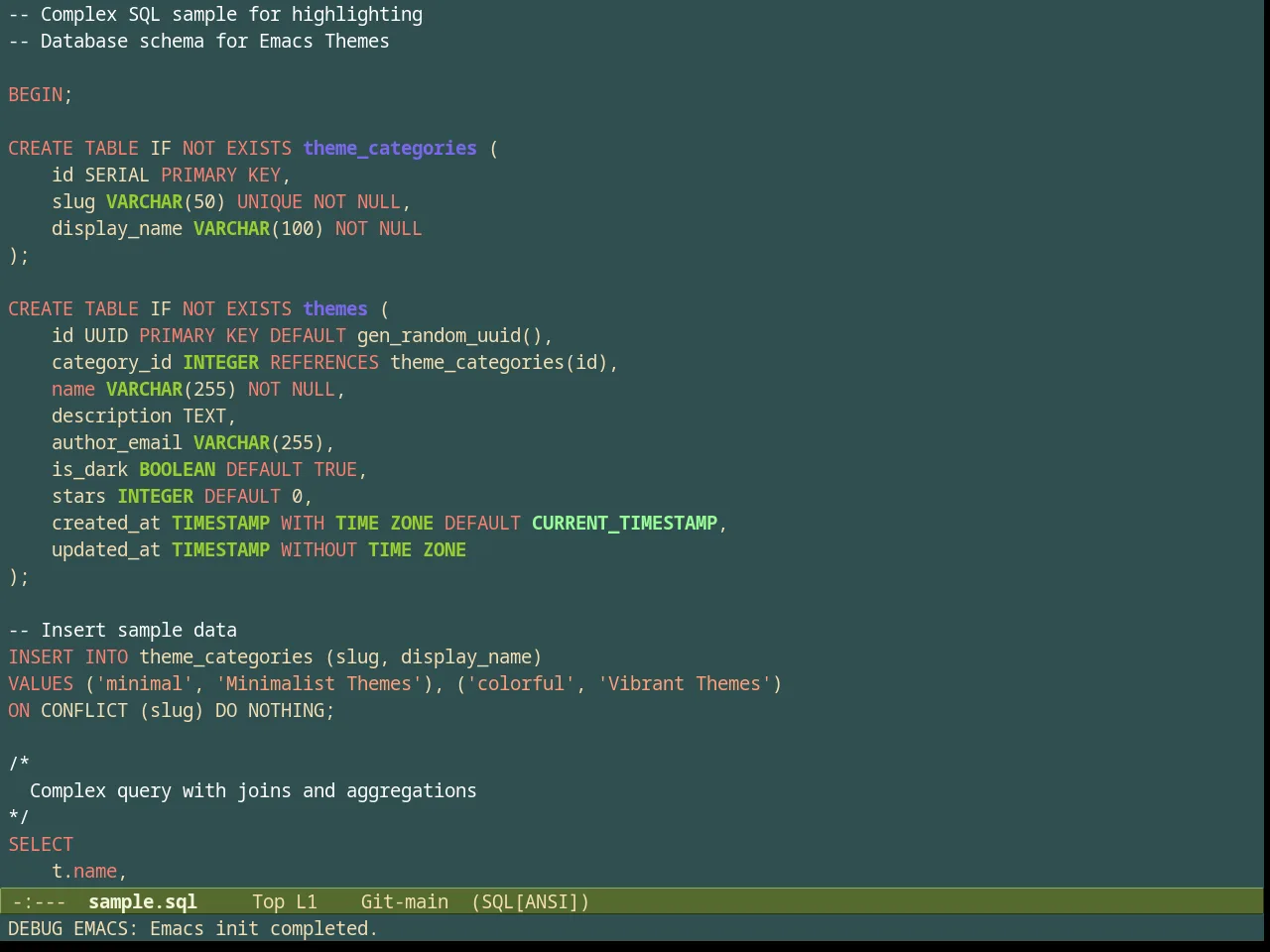 Kingsajz Theme in sql-mode