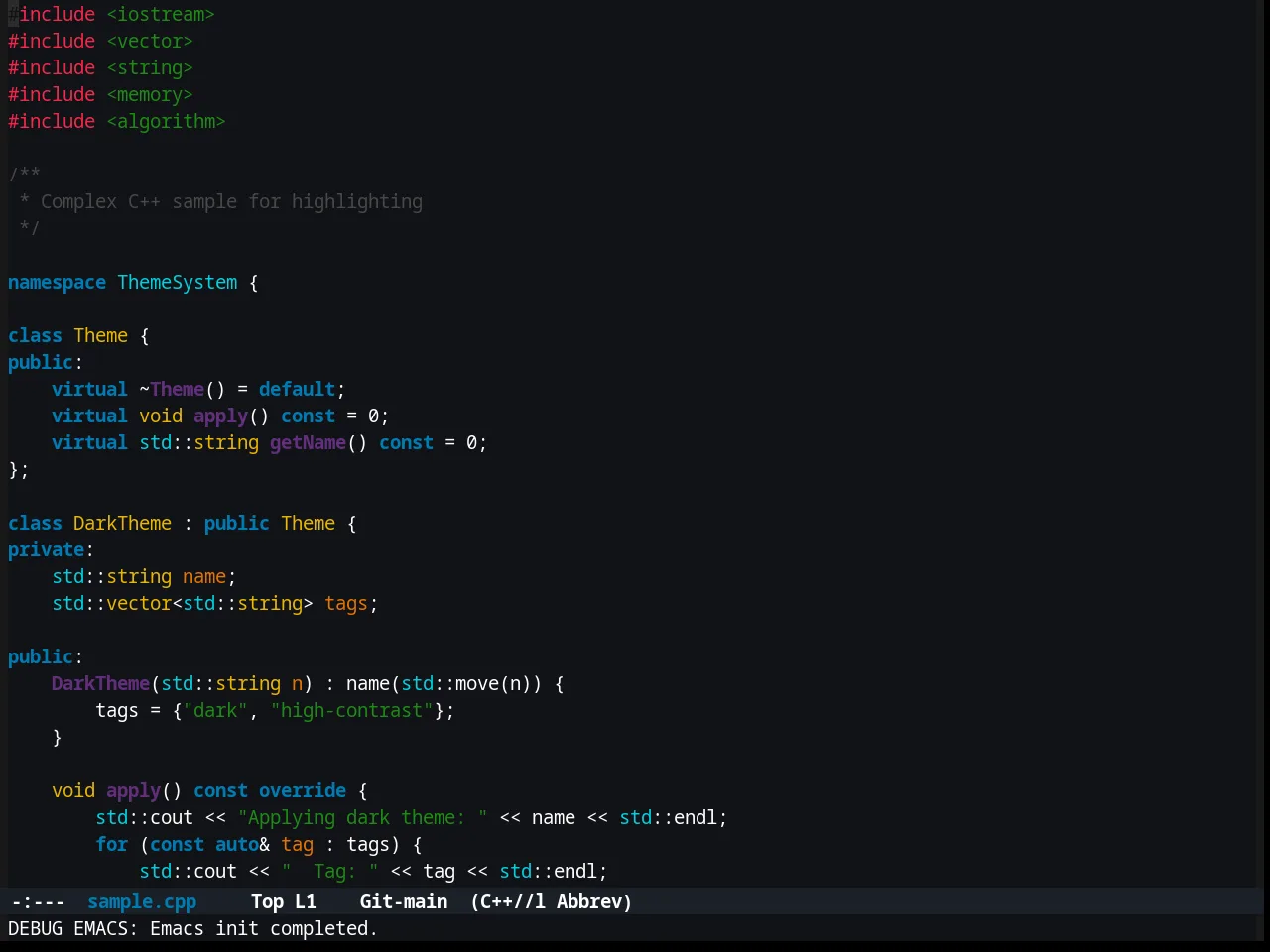 Klere Theme in c++-mode