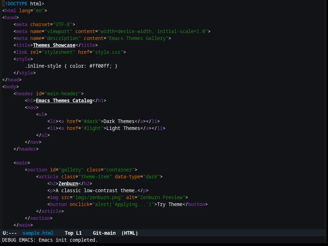 Klere Theme in html-mode