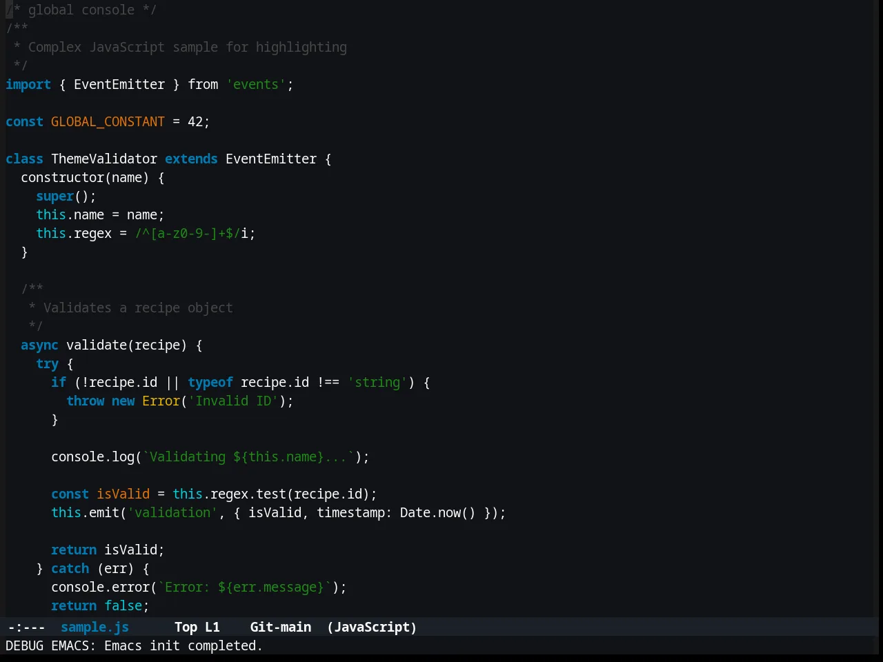 Klere Theme in javascript-mode