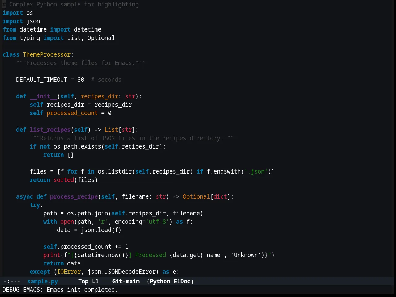 Klere Theme in python-mode