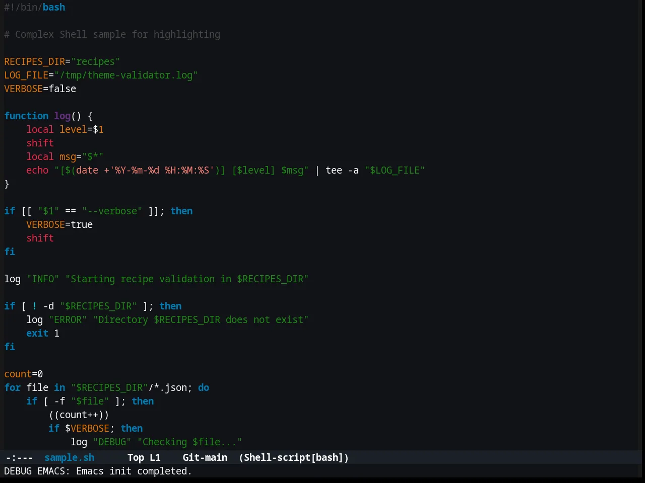 Klere Theme in sh-mode