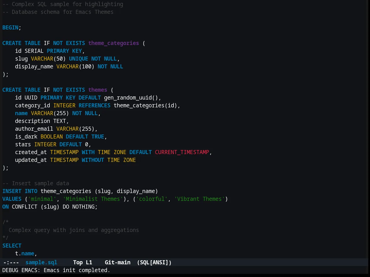 Klere Theme in sql-mode