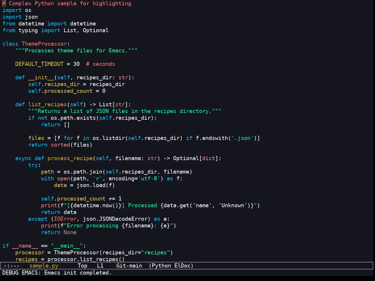 Kooten Theme in python-mode