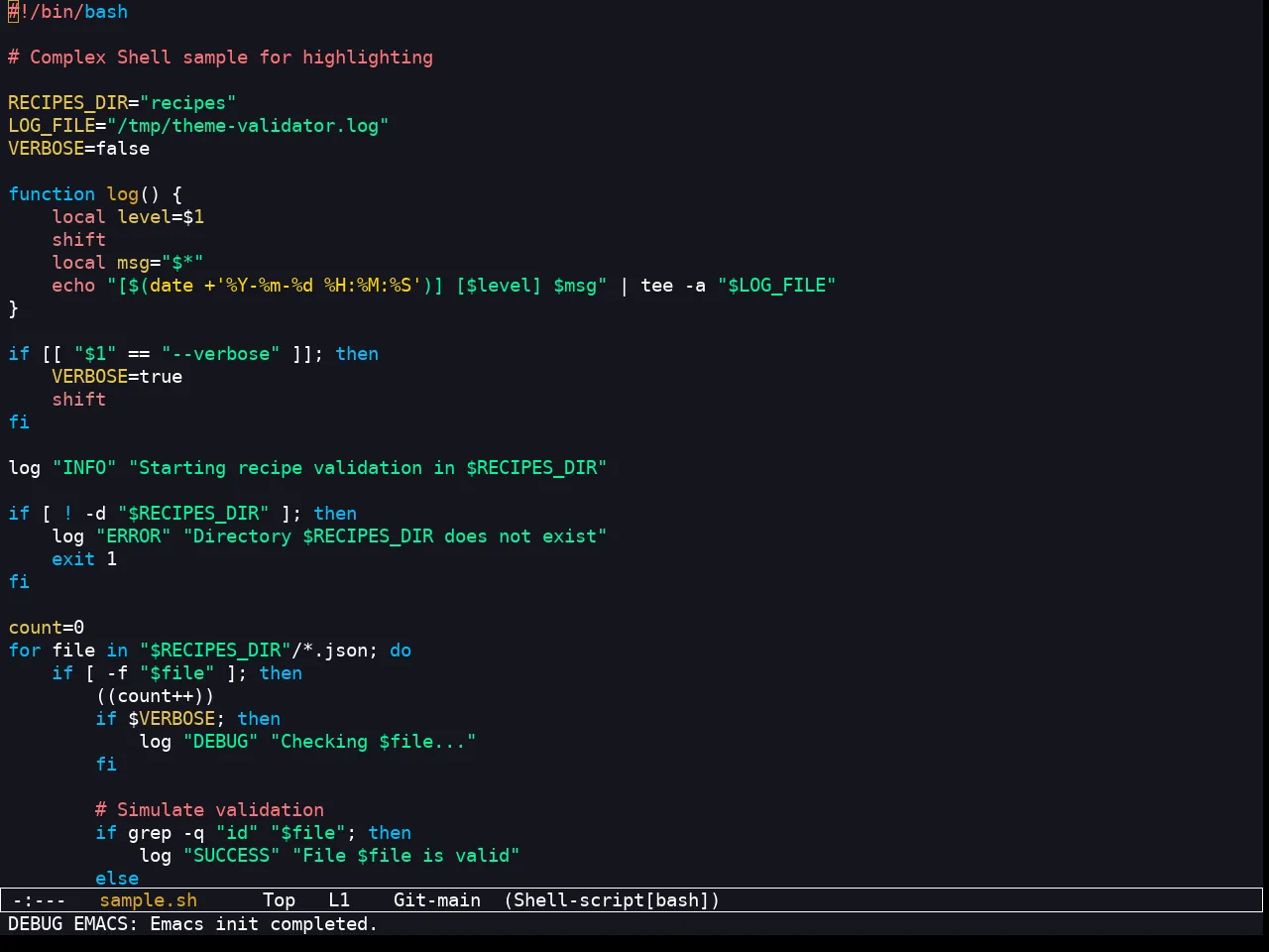 Kooten Theme in sh-mode