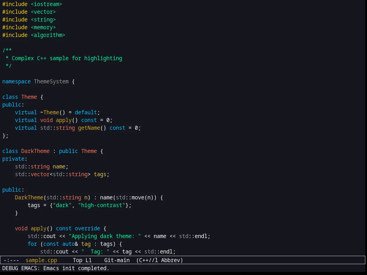 Kooten Theme in c++-mode
