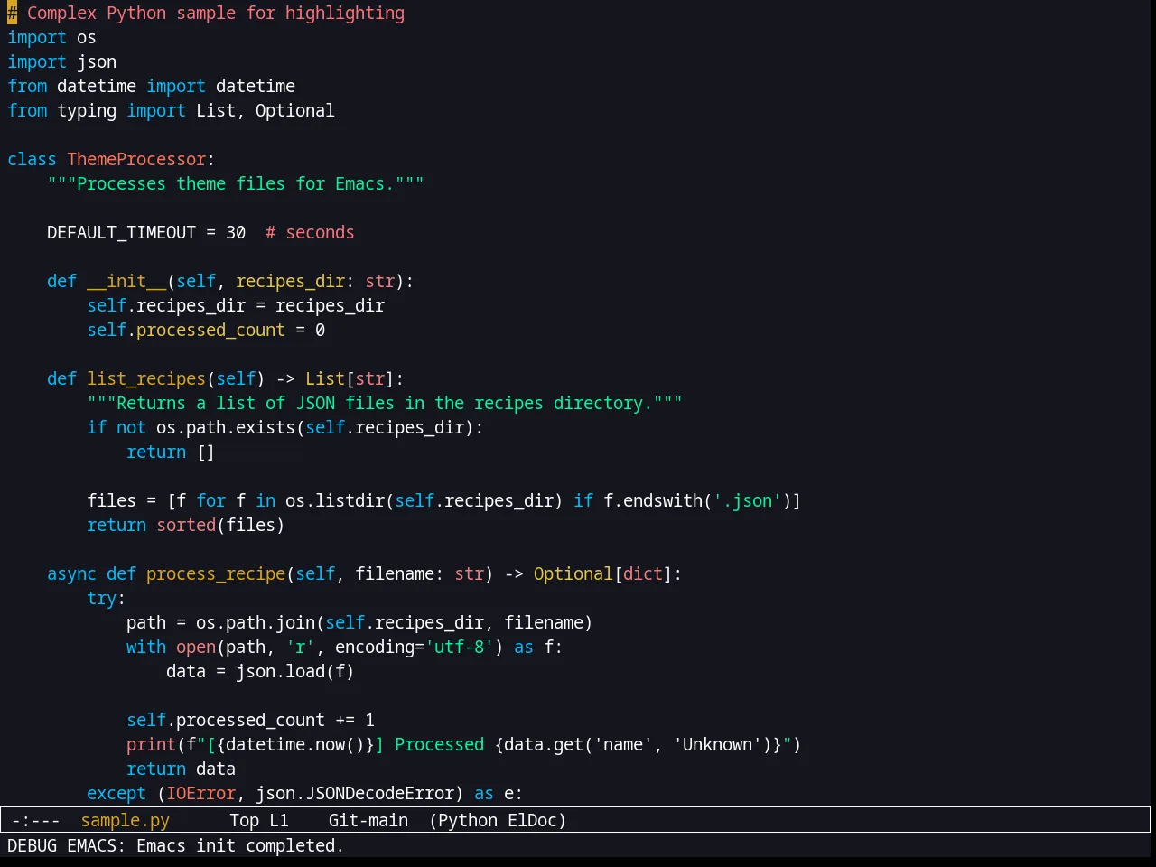 Kooten Theme in python-mode