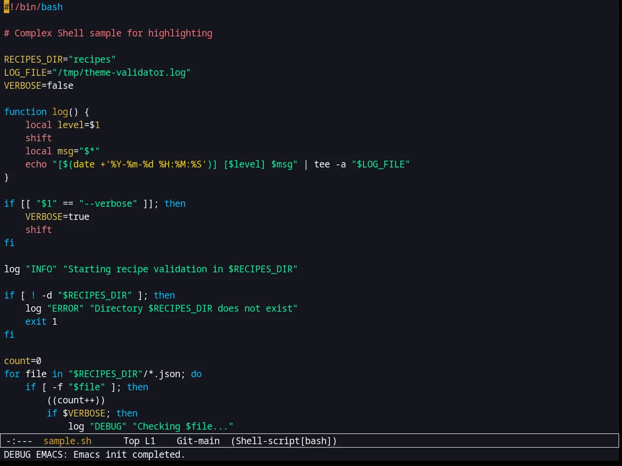 Kooten Theme in sh-mode
