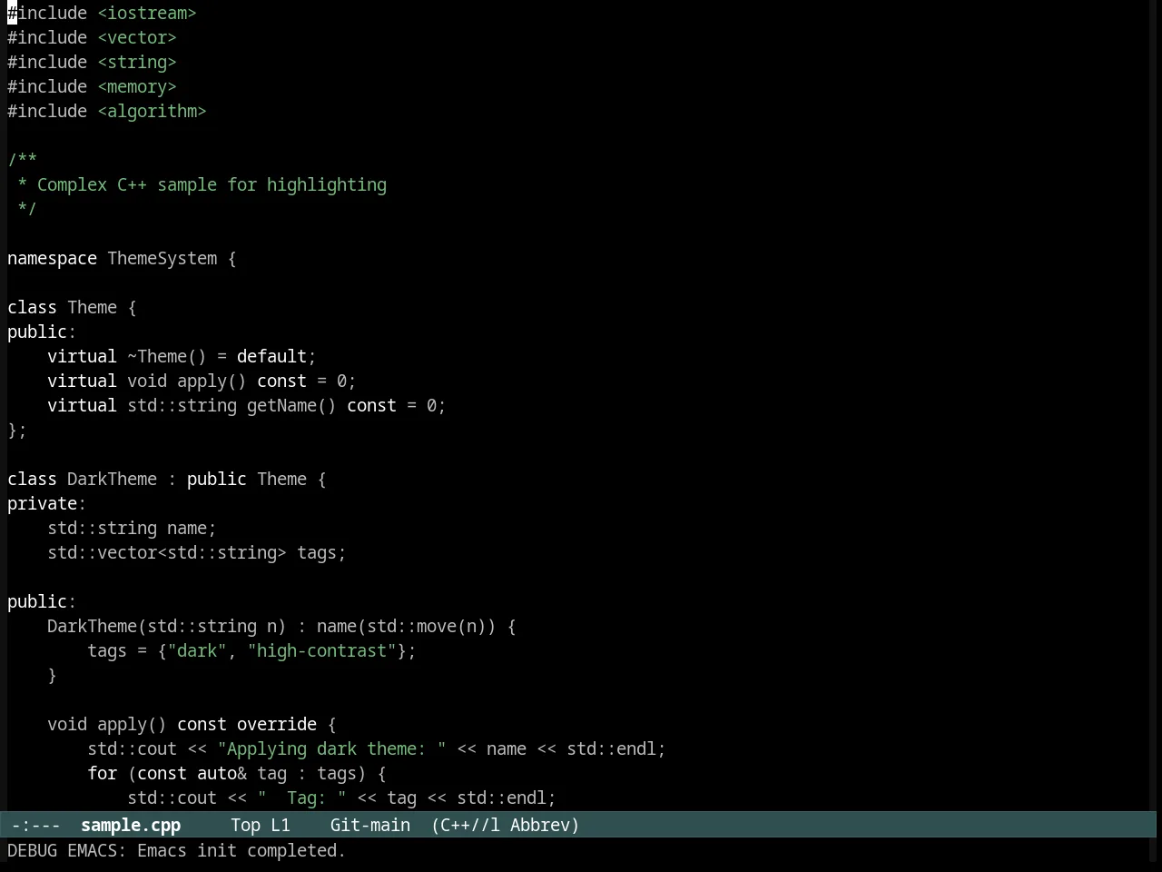Kosmos Theme in c++-mode