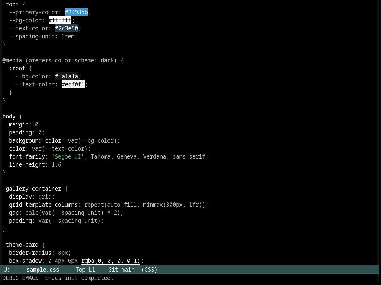 Kosmos Theme in css-mode