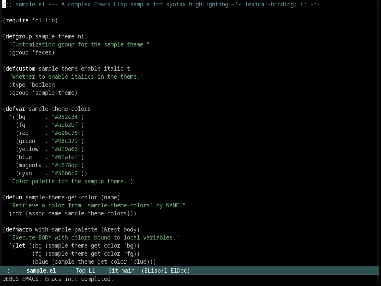 Kosmos Theme in emacs-lisp-mode