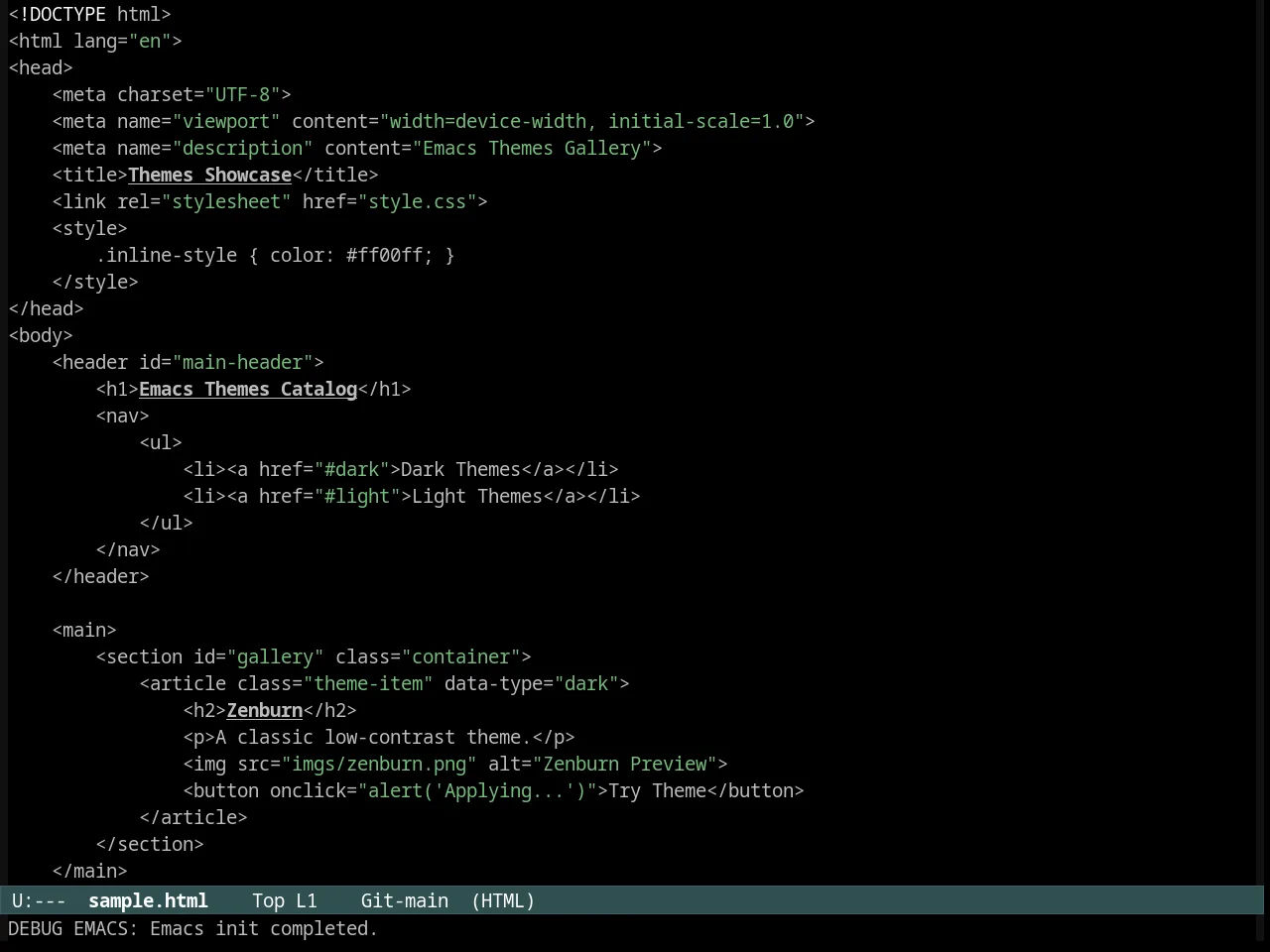 Kosmos Theme in html-mode
