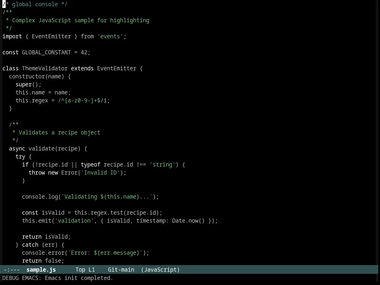 Kosmos Theme in javascript-mode