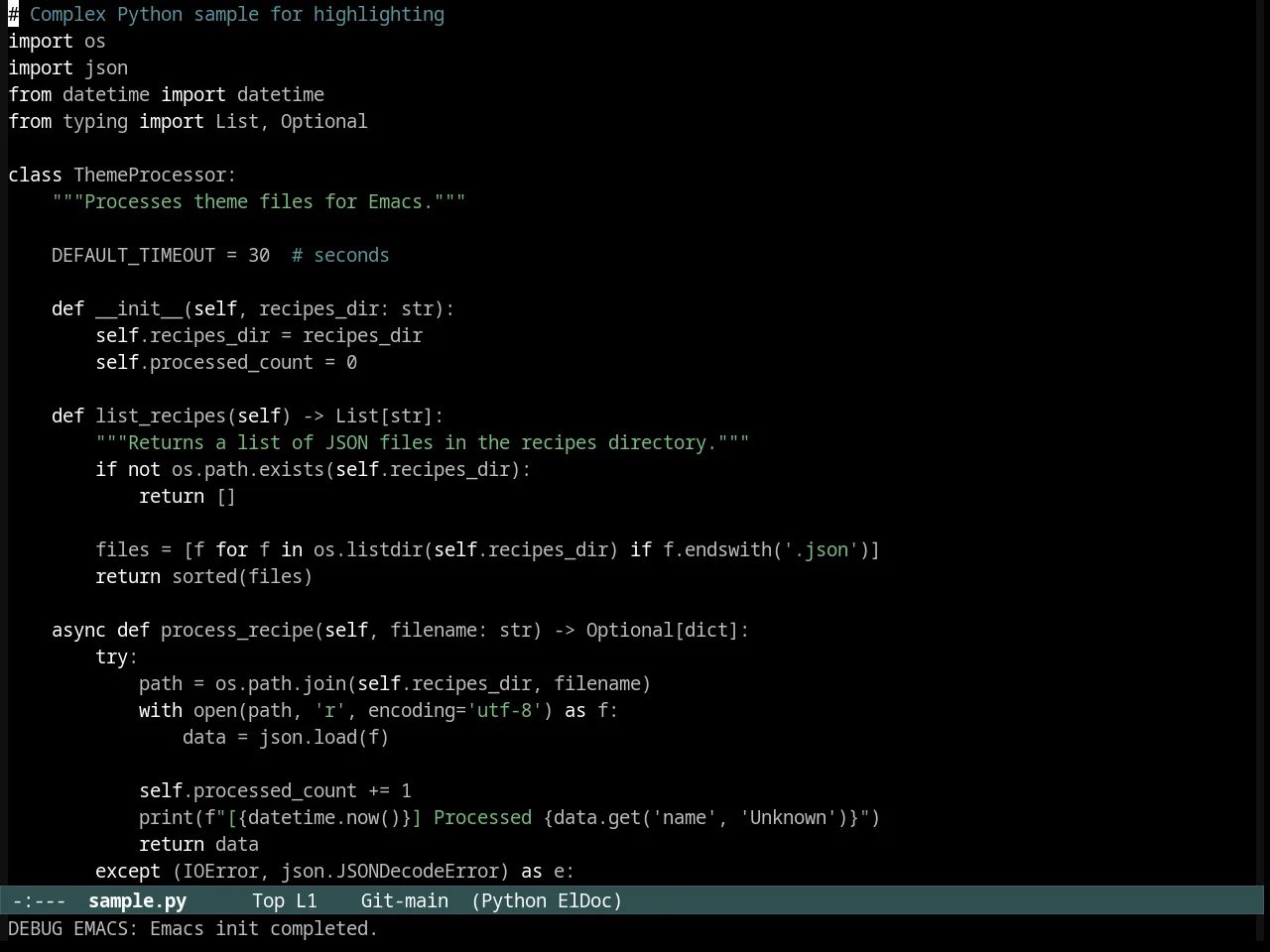 Kosmos Theme in python-mode