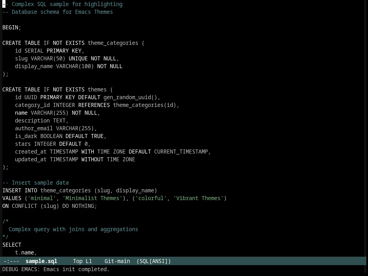 Kosmos Theme in sql-mode