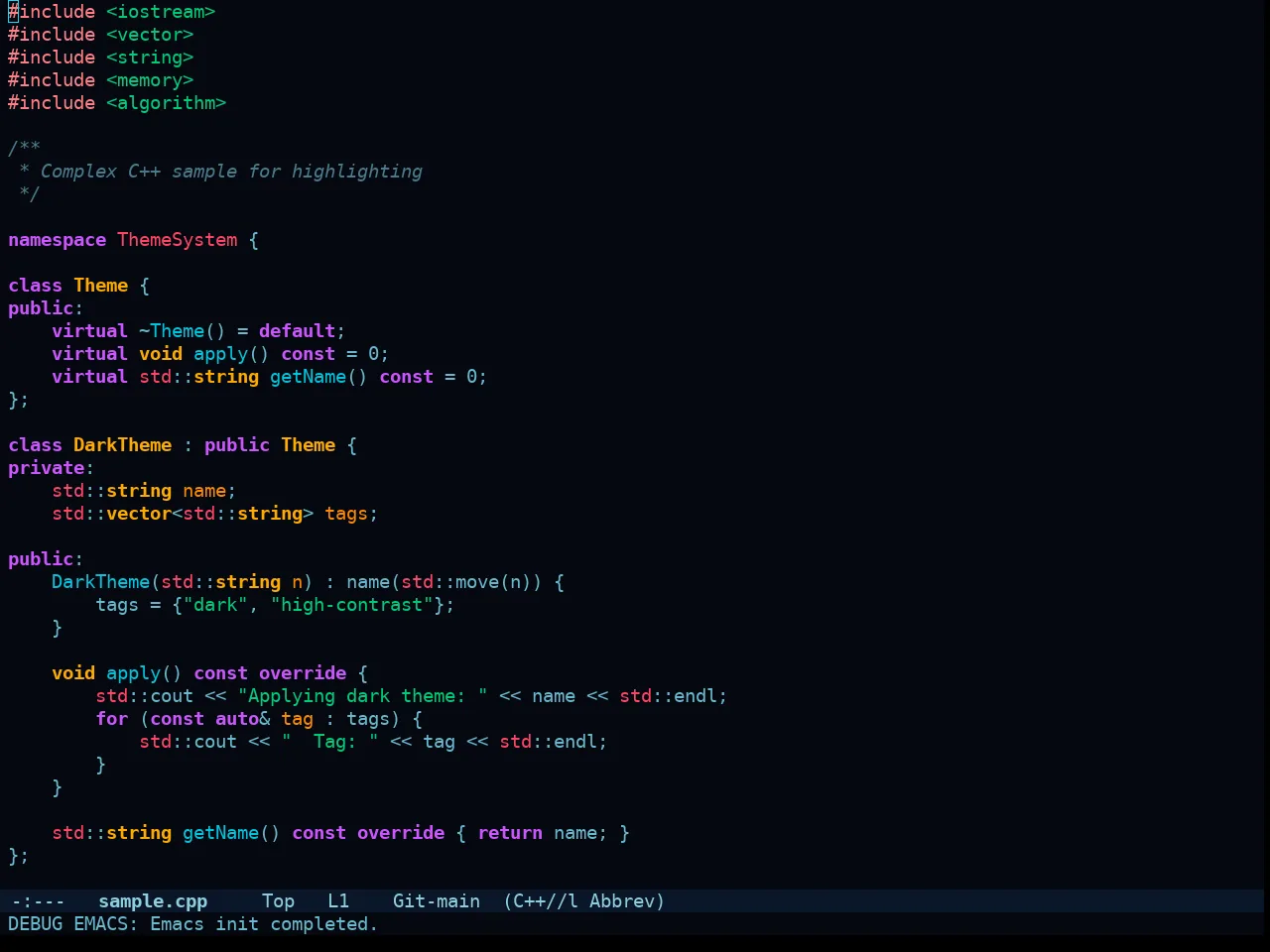Kusanagi Theme in c++-mode
