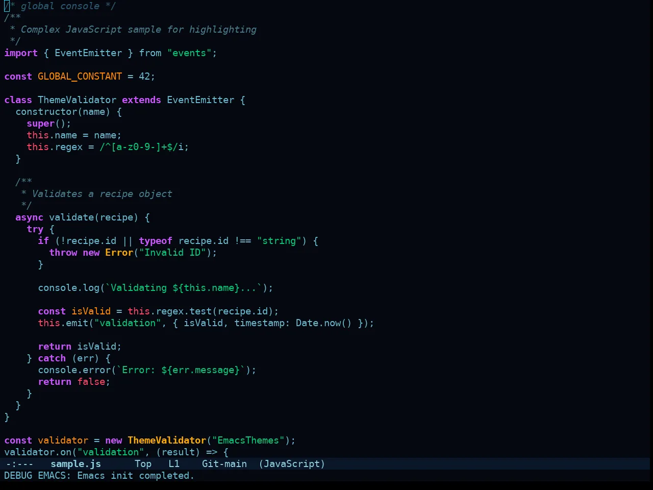 Kusanagi Theme in javascript-mode
