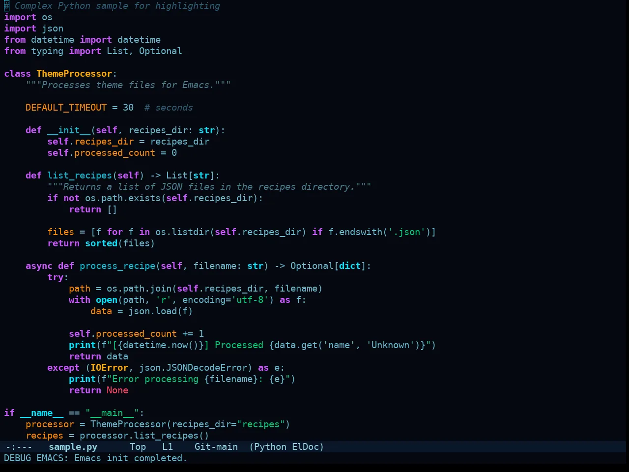 Kusanagi Theme in python-mode