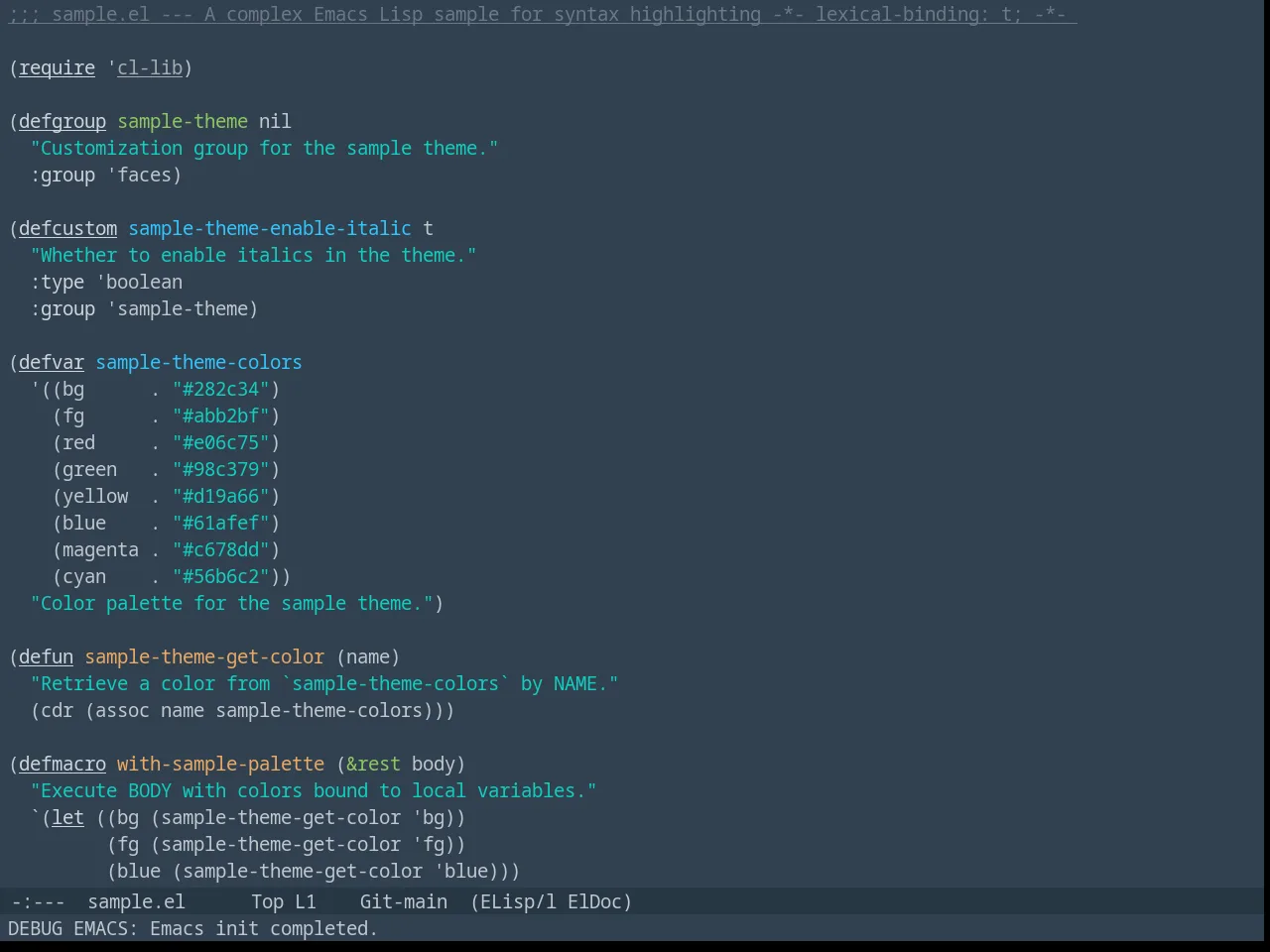Lab Dark in emacs-lisp-mode