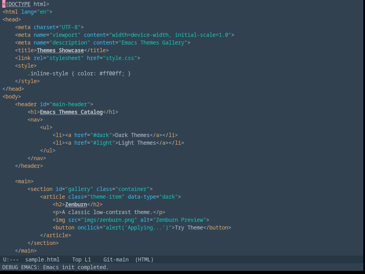 Lab Dark in html-mode