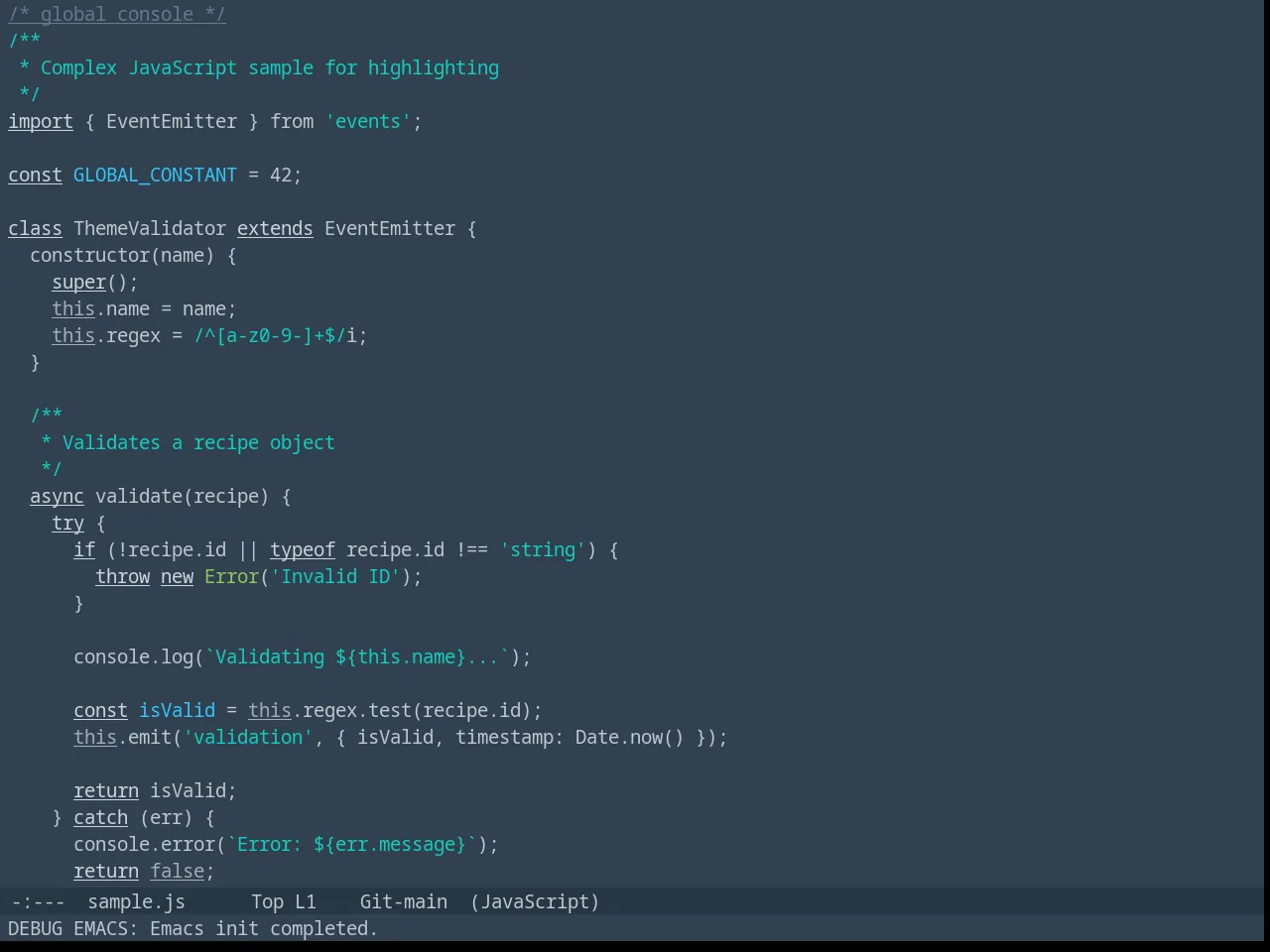 Lab Dark in javascript-mode