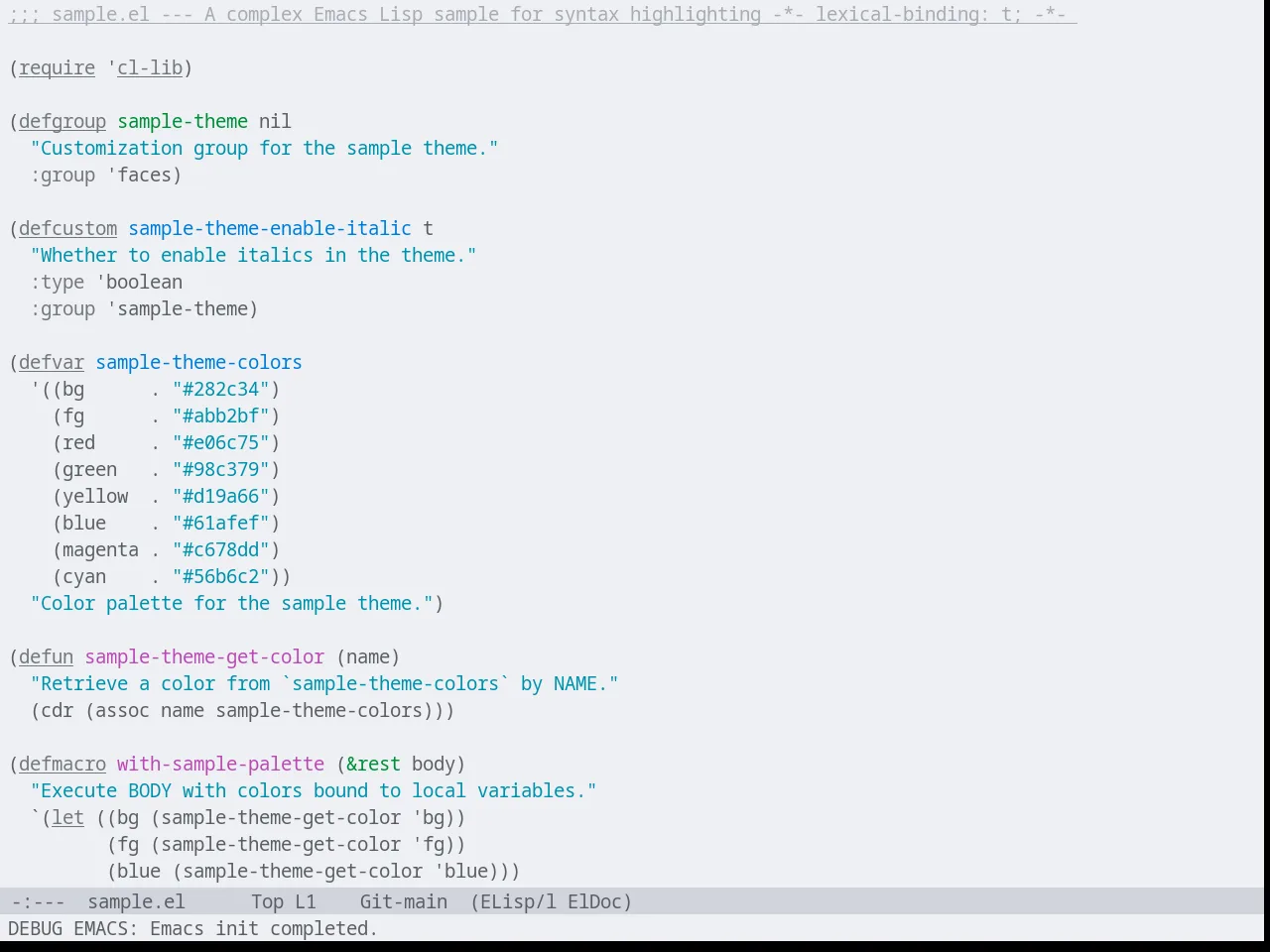 Lab Light in emacs-lisp-mode