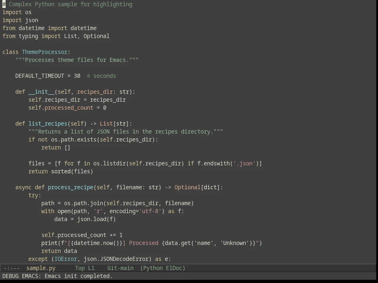 Labburn Theme in python-mode
