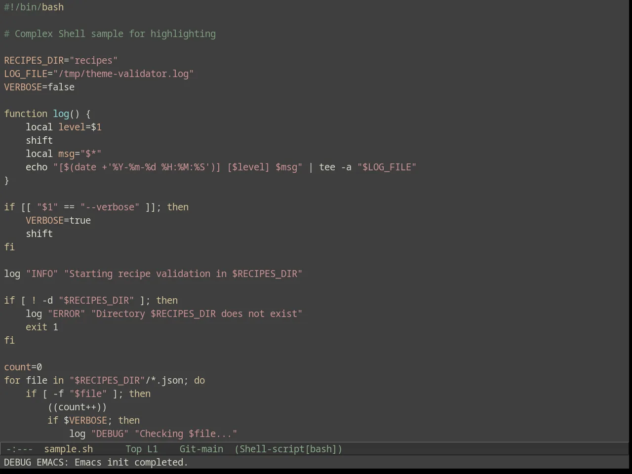 Labburn Theme in sh-mode