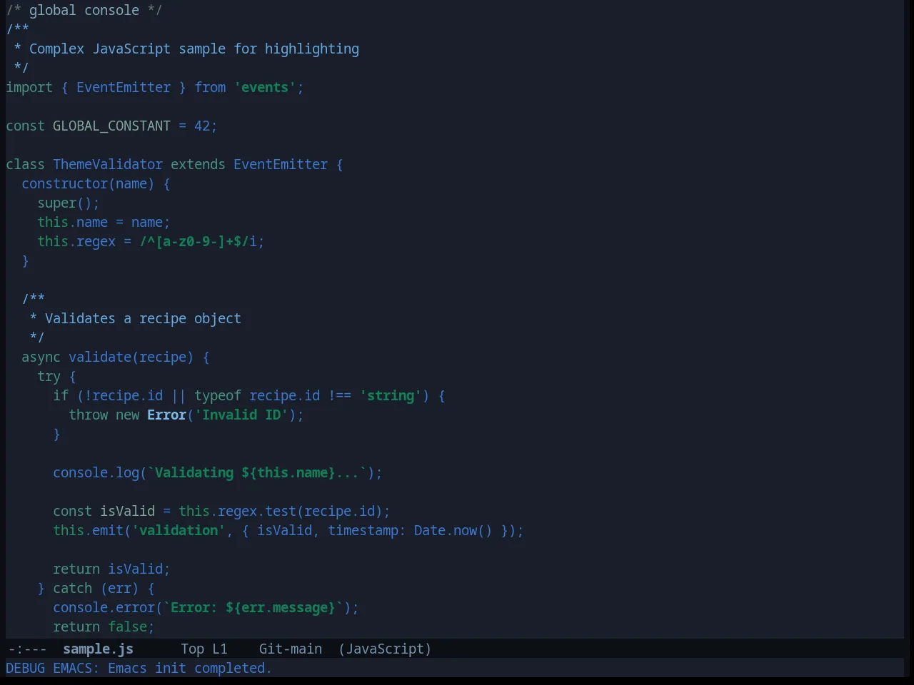 Laguna Theme in javascript-mode