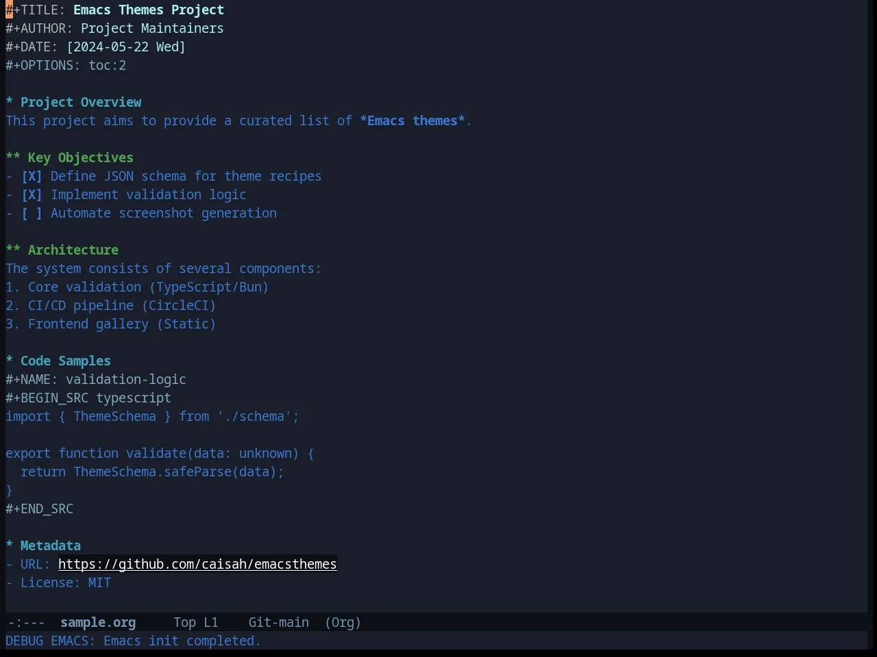 Laguna Theme in org-mode