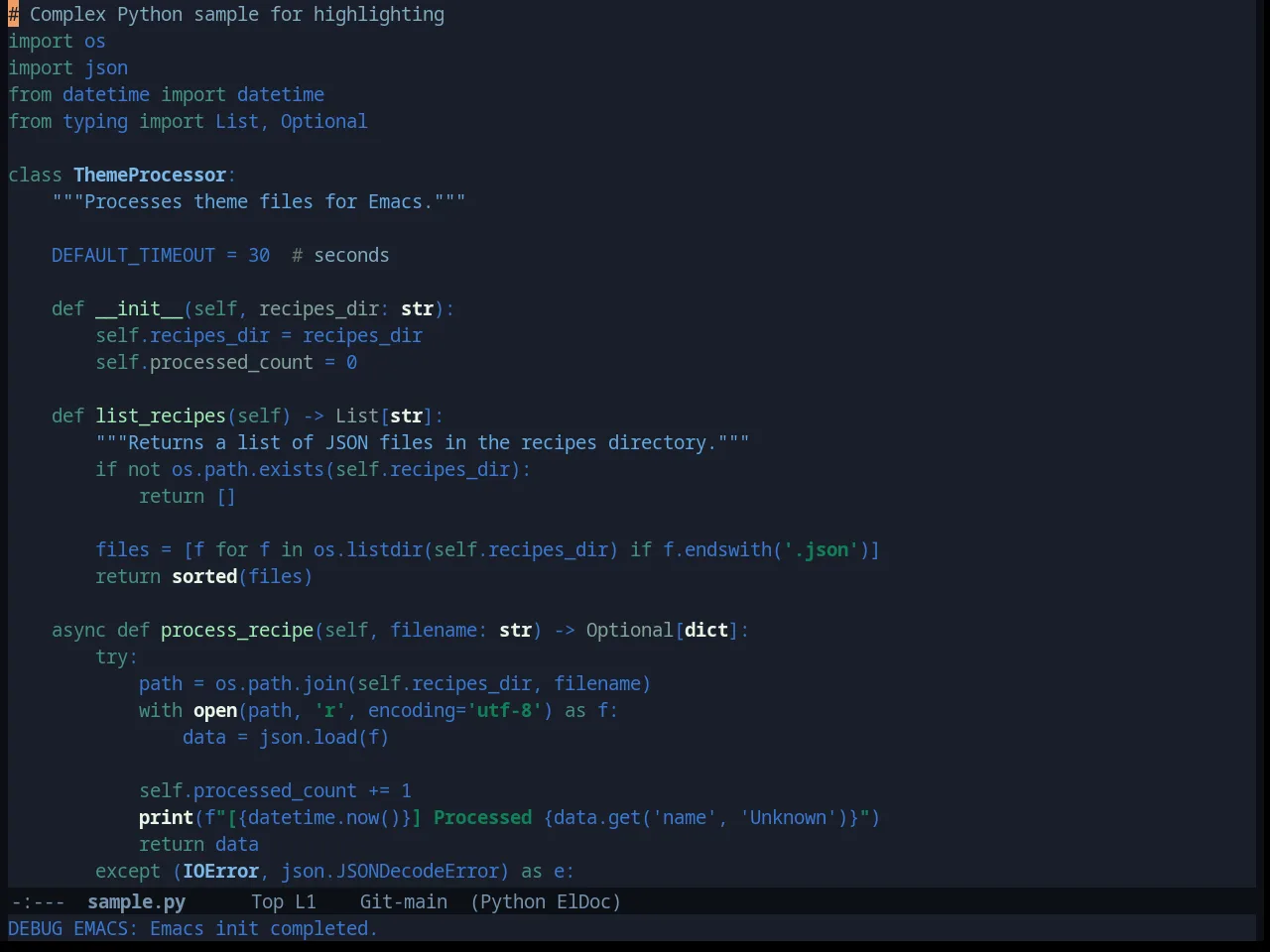 Laguna Theme in python-mode