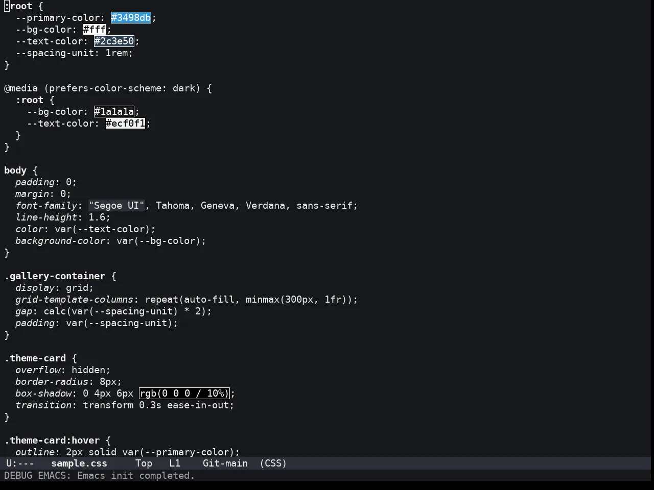 Lambda Dark Theme in css-mode