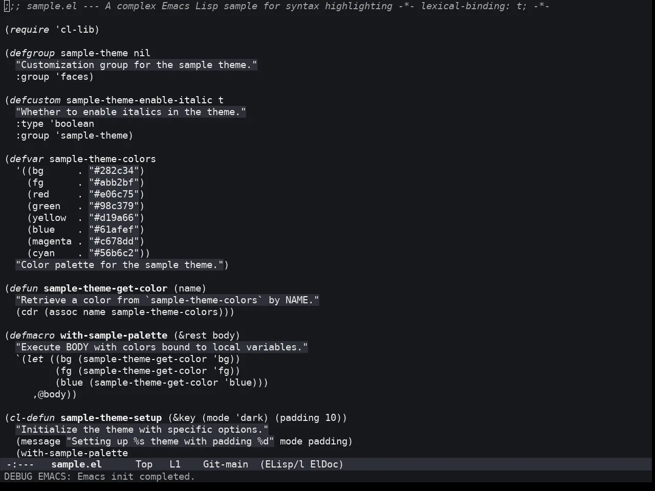Lambda Dark Theme in emacs-lisp-mode