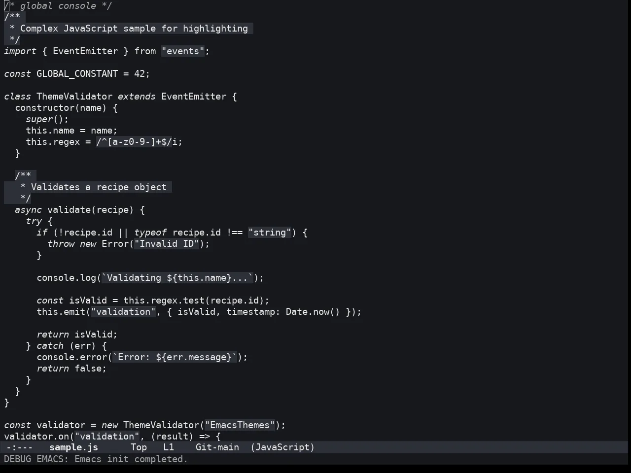 Lambda Dark Theme in javascript-mode