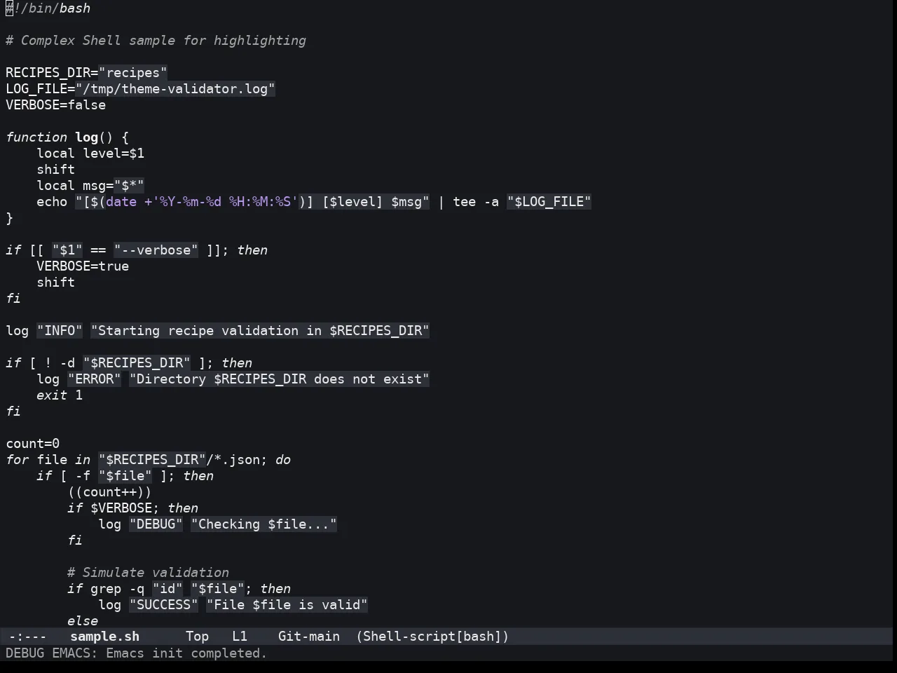 Lambda Dark Theme in sh-mode