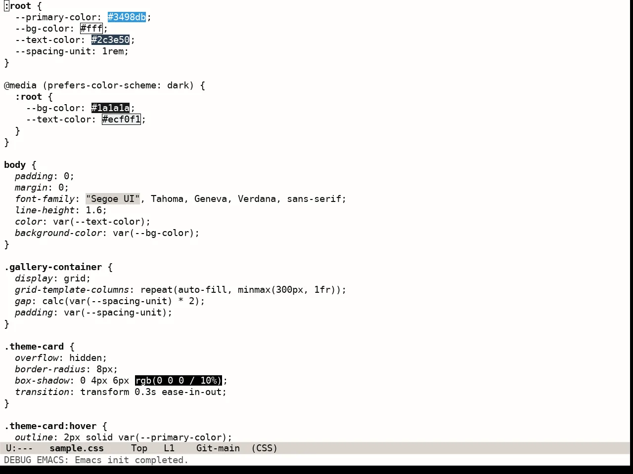 Lambda Light Theme in css-mode