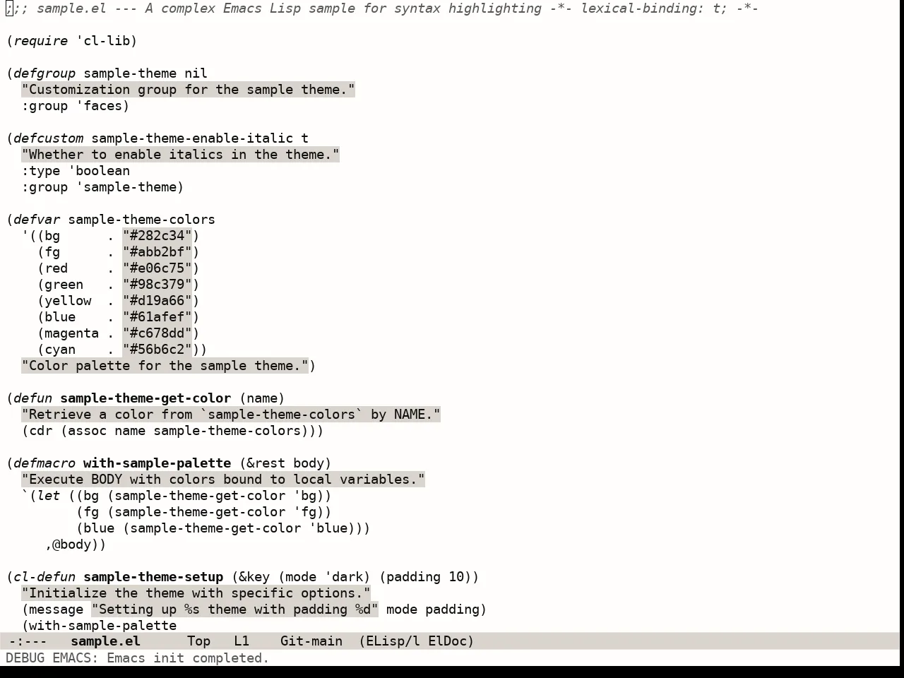 Lambda Light Theme in emacs-lisp-mode