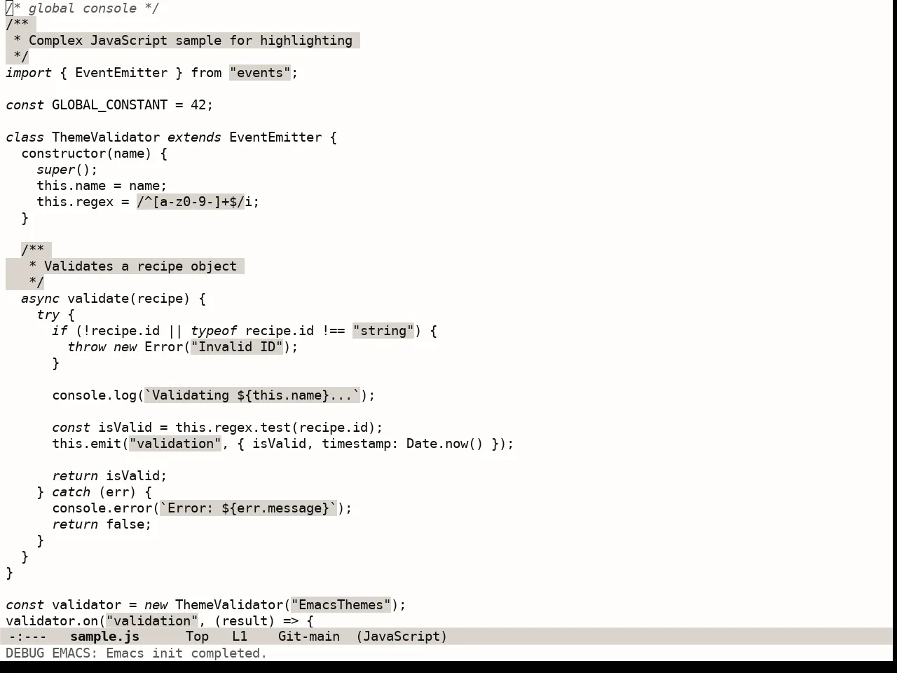 Lambda Light Theme in javascript-mode
