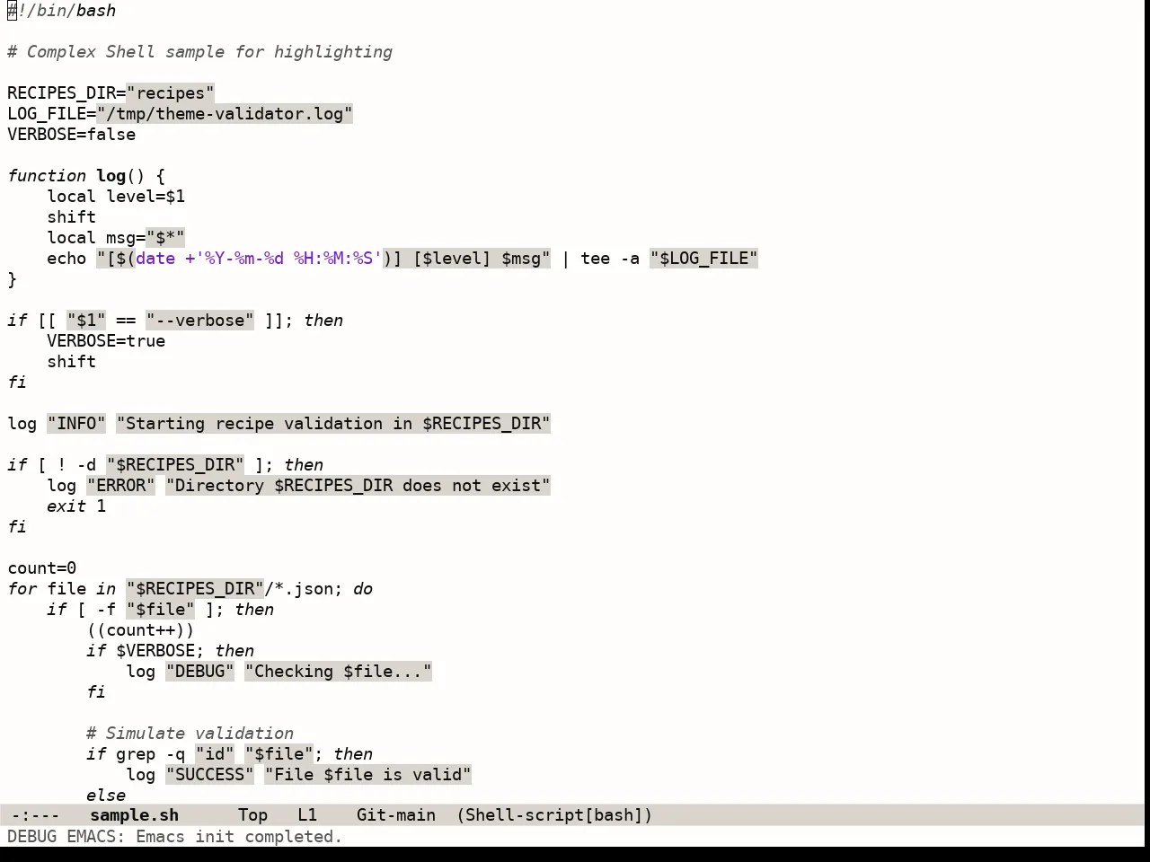 Lambda Light Theme in sh-mode