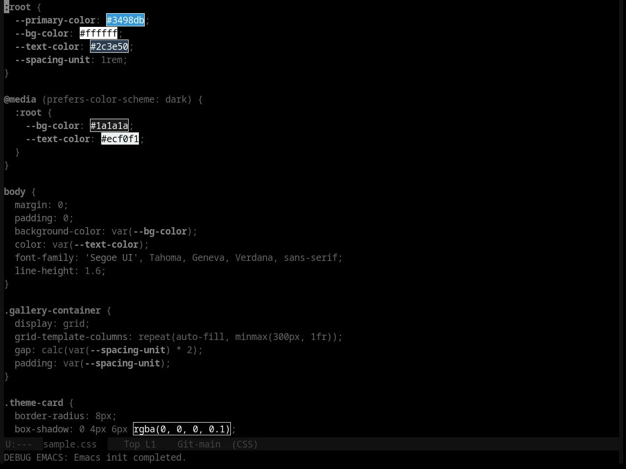 Late Night Theme in css-mode