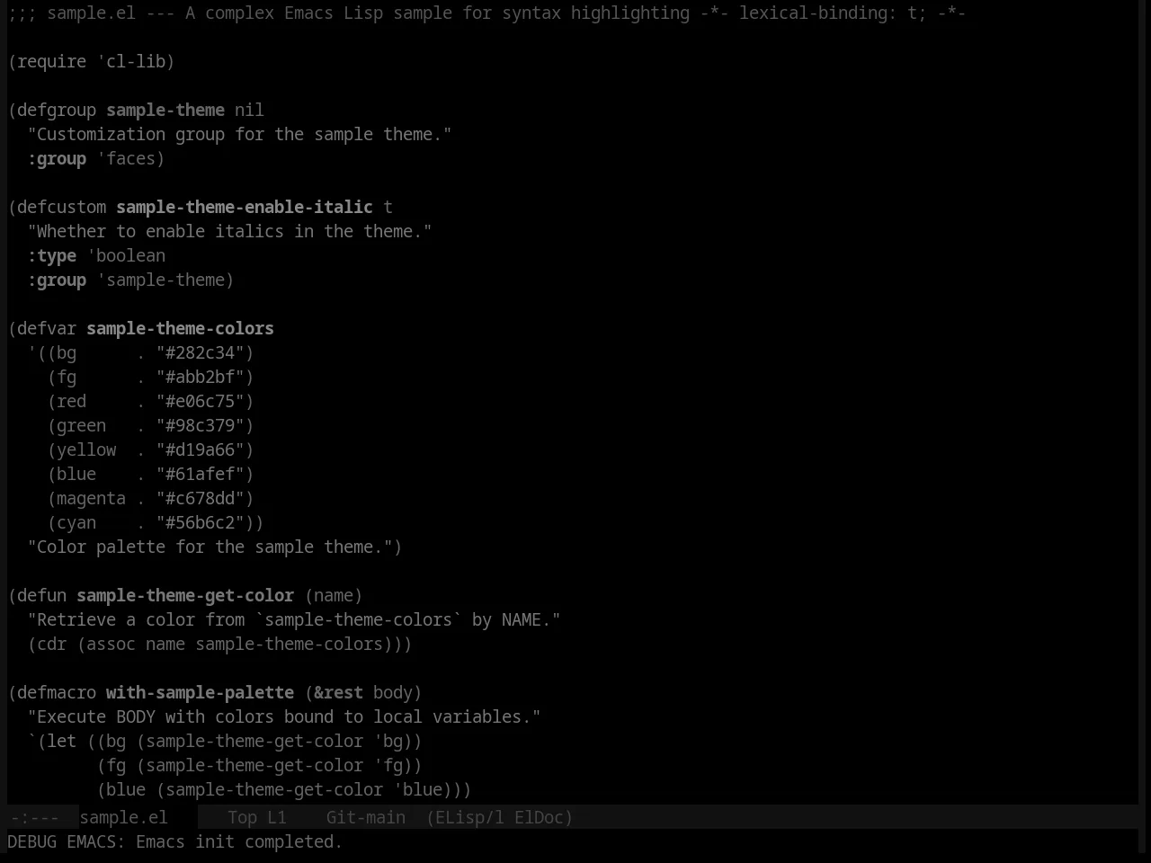Late Night Theme in emacs-lisp-mode