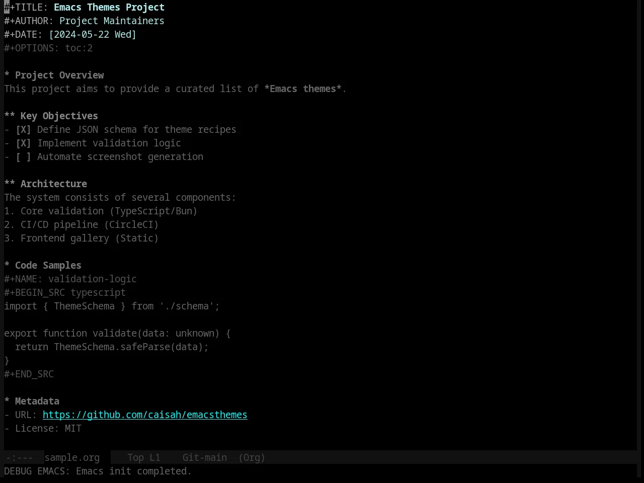 Late Night Theme in org-mode