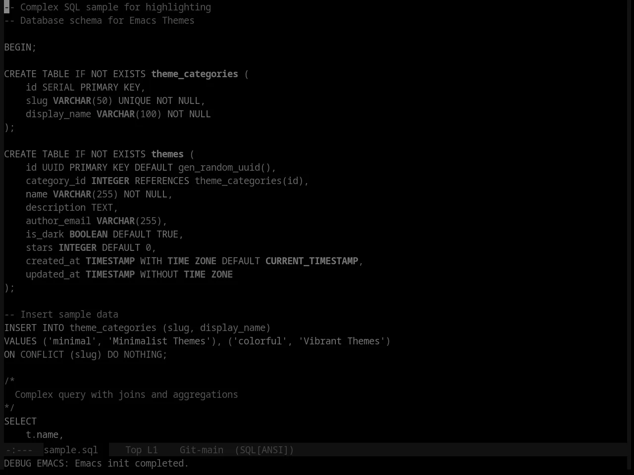 Late Night Theme in sql-mode