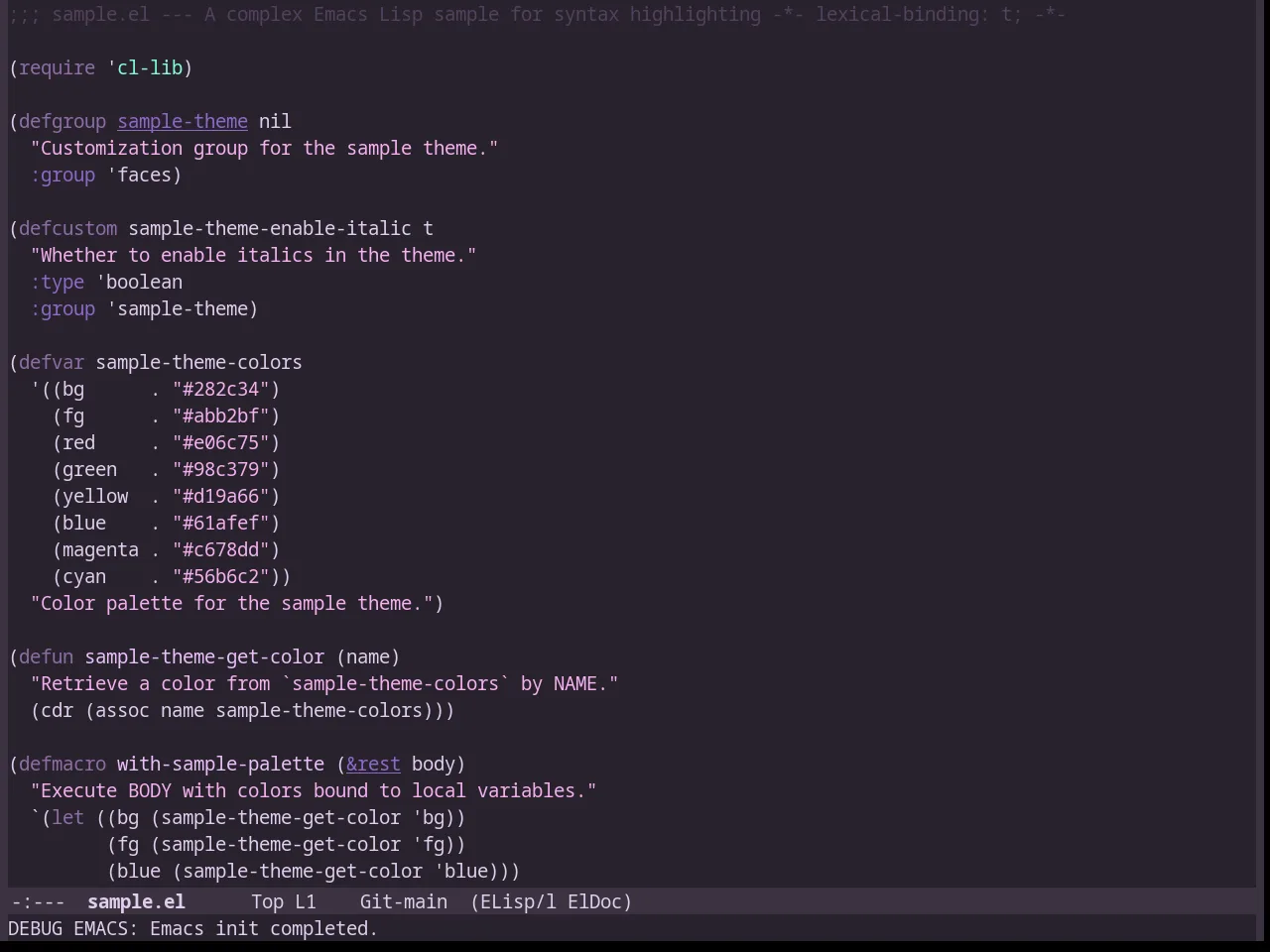 Lavender Theme in emacs-lisp-mode