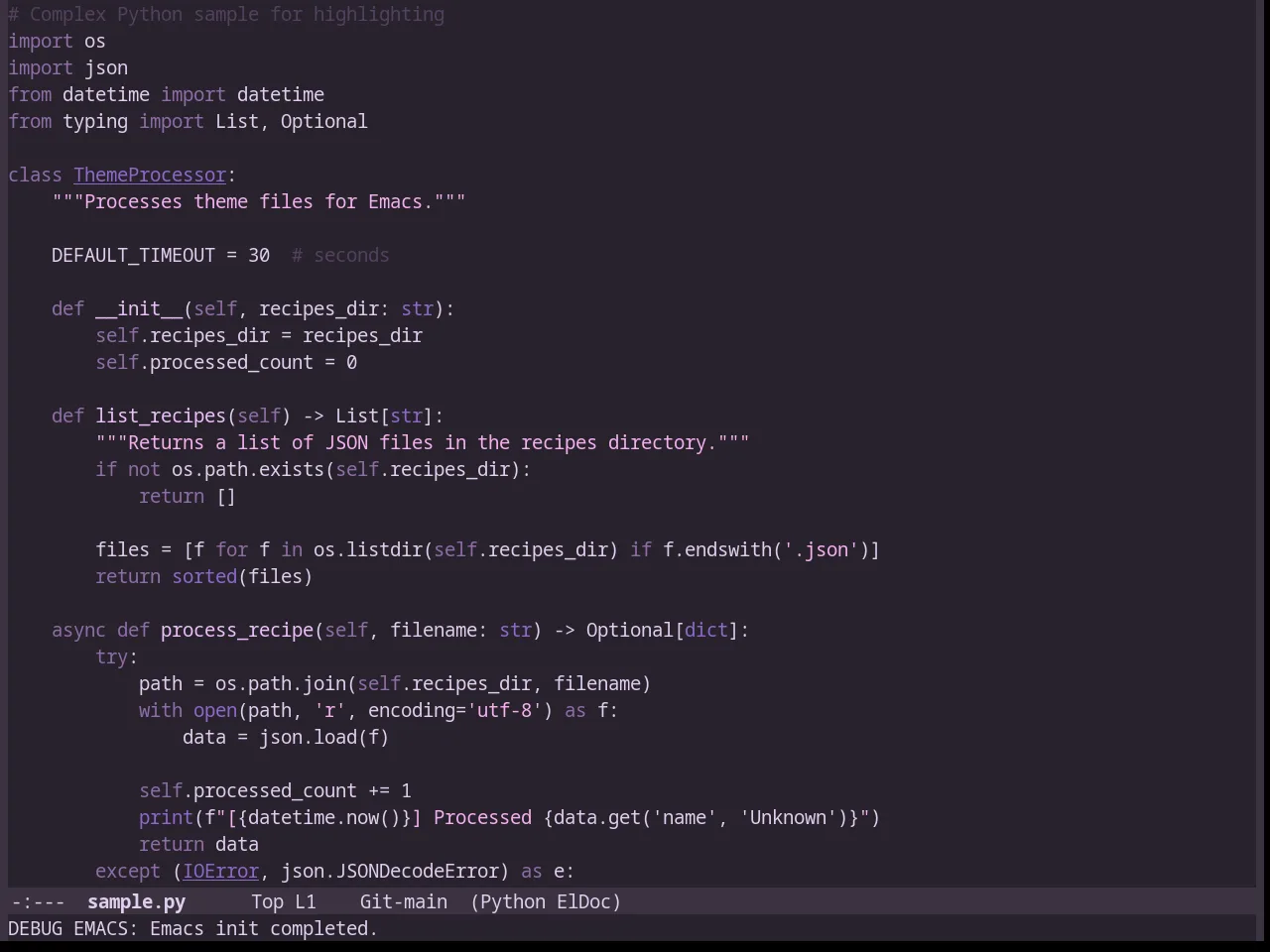 Lavender Theme in python-mode