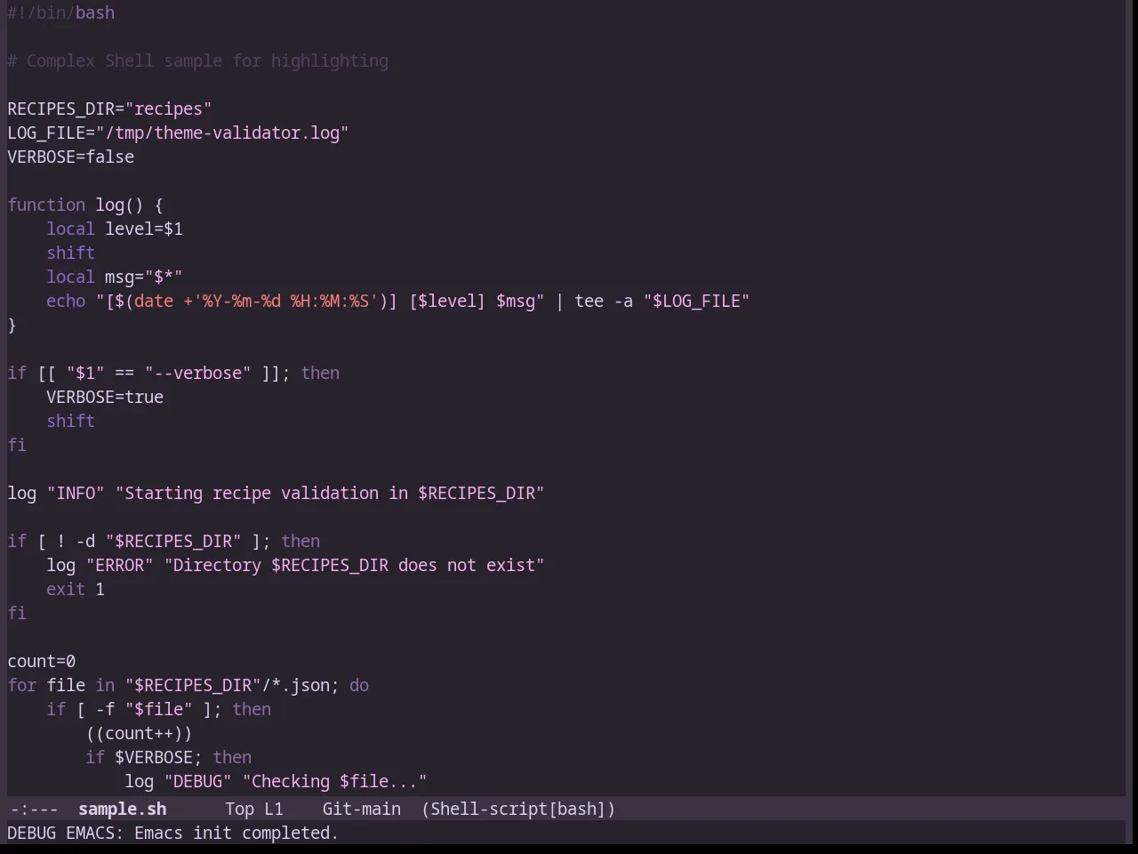 Lavender Theme in sh-mode