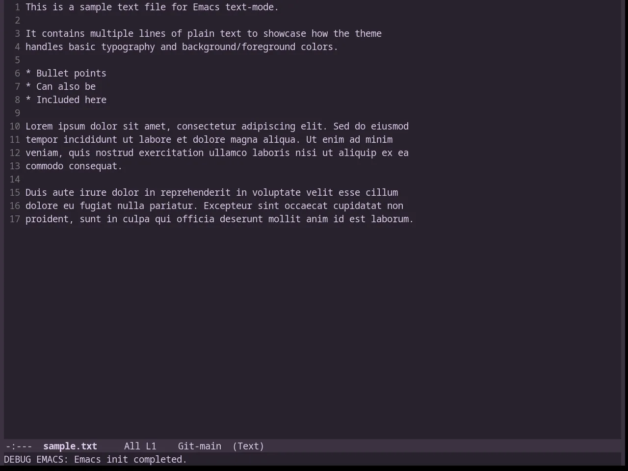 Lavender Theme in text-mode